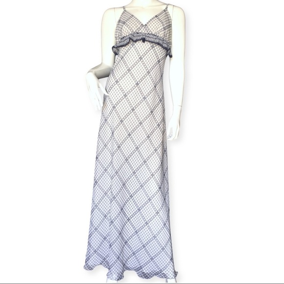 Max Studio Ruffle Maxi Summer Dress diamond print empire waist Sleeveless - Picture 2 of 7